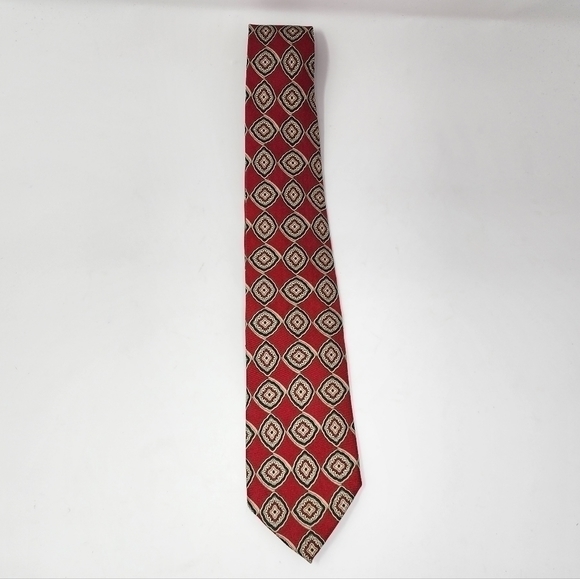 Polo by‎ Ralph Lauren Men's 100% Silk Made In USA Red Pattern Tie - Picture 8 of 12